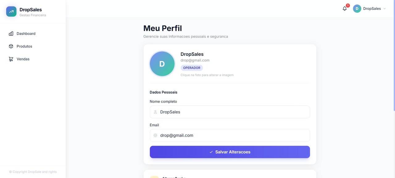 Tela de dados pessoais e configurações do perfil do usuário